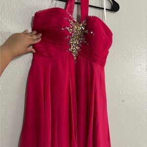 Elegant Pink Strapless Dress with Embellishments